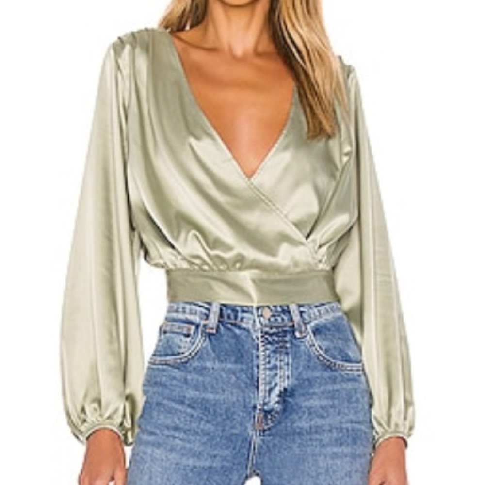 Kendall and Kylie Balloon Sleve Top in Jade